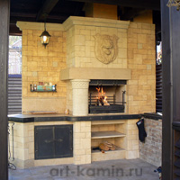 Летняя кухня с мангалом и варочной печью. Letnyaya kuhnya s mangalom i varochnoj pech'yu